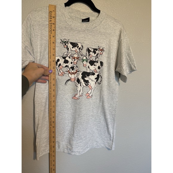 Vintage Single Stitch T Shirt Graphic Medium 90s USA Made Cows With Sunglassess - Picture 4 of 8